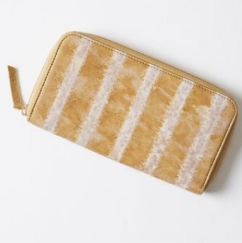 Anthropologie Shibori-dyed Leather Wallet- gold